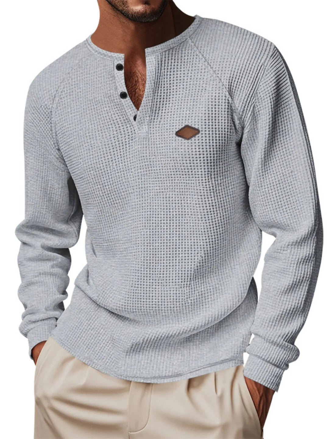 Men's Full Size Button Detail Long Sleeve T-Shirt Plus Size