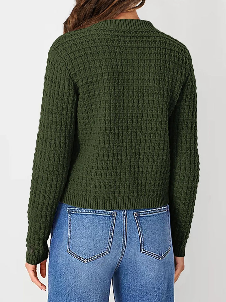 Textured Knit Button-Front Cardigan