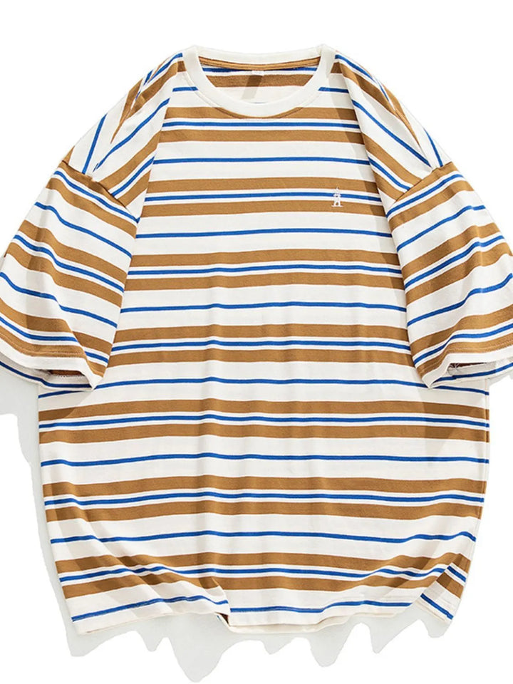 Men's Plus Size Basic style Round Neck Striped T-Shirt