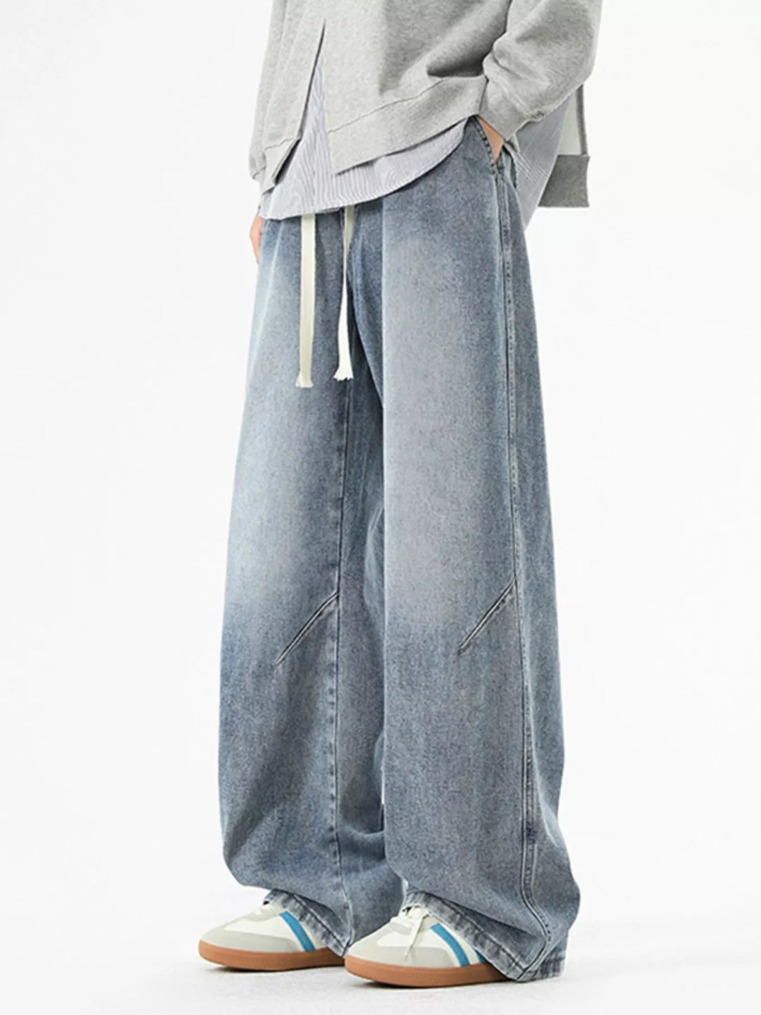 Men's Full Size Wash Wide Leg Jeans Plus Size