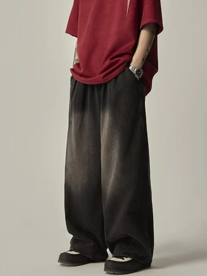 Men's Plus Size Vintage Wash Wide Leg Jeans