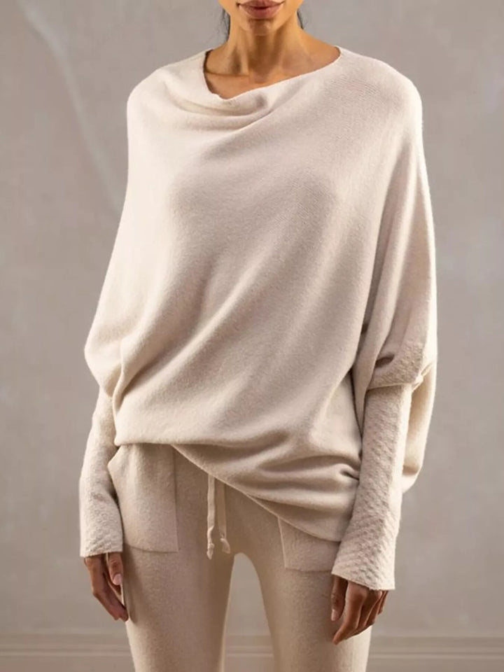 Boat Neck Long Sleeve Sweater