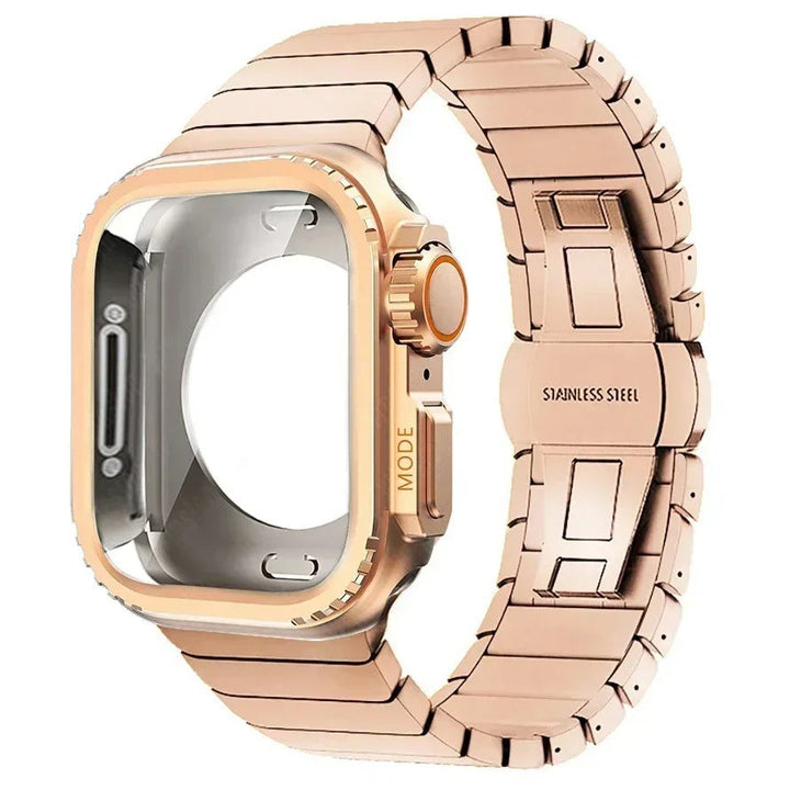 One-piece Butterfly-clasp Stainless Steel Metal Watch Strap