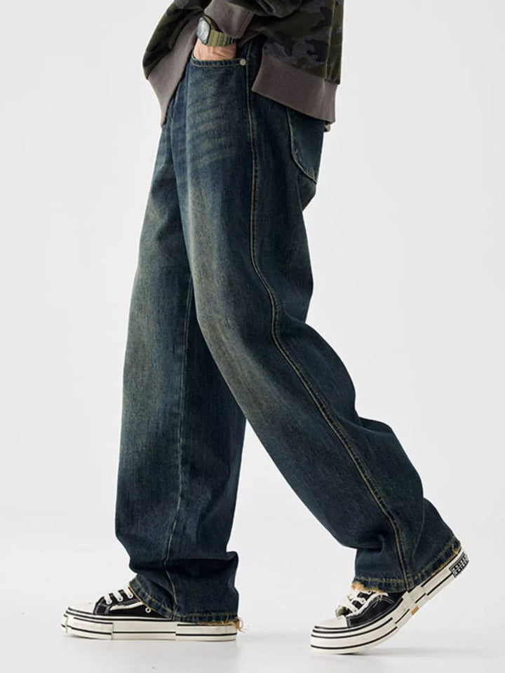 Men's Vintage Wash Wide Leg Jeans