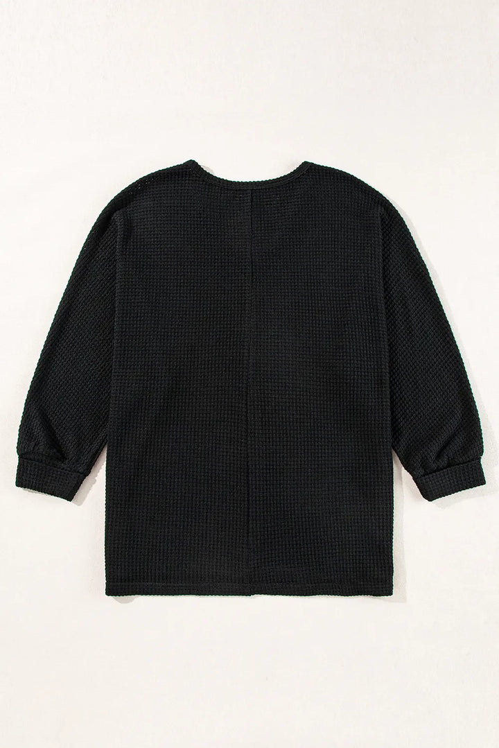 Side Slit V-Neck Long Sleeve Top