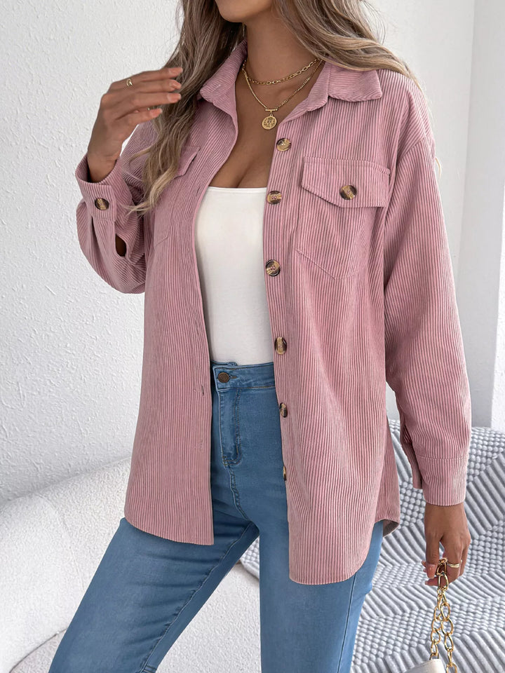 Casual Corduroy Button-Up Shacket