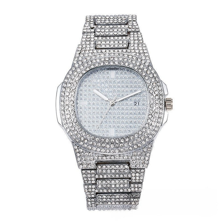 Men's Steel Strap Hip-hop Roman Quartz Watch
