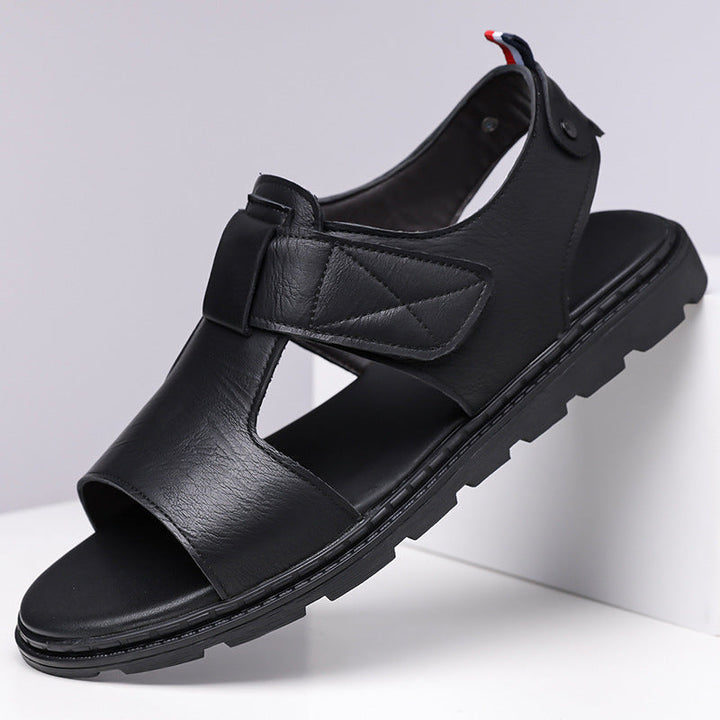 Mens Casual Breathable Leather Sandals With Soft Soles
