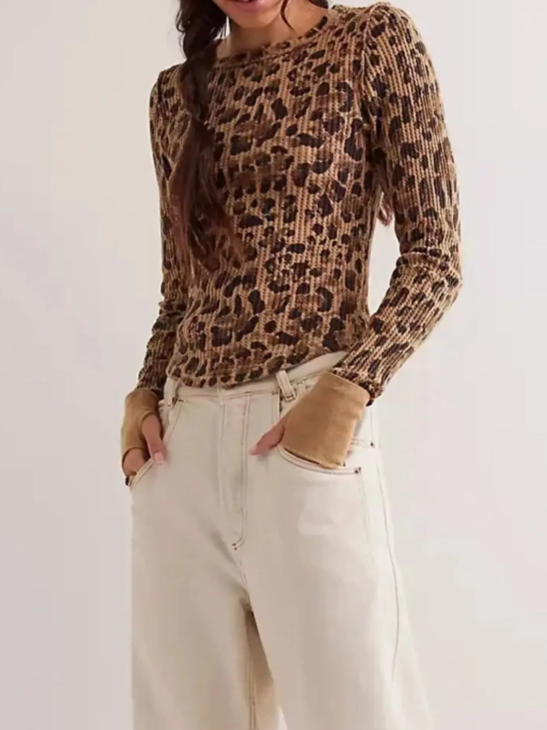 Floral Print Waffle Knit Top
