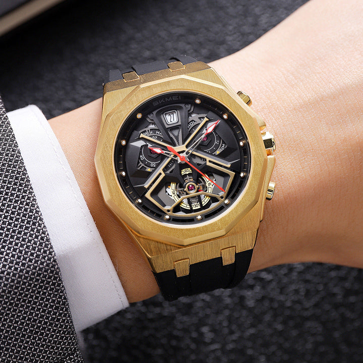 Mens Hollow-out Waterproof Multi-function Watch