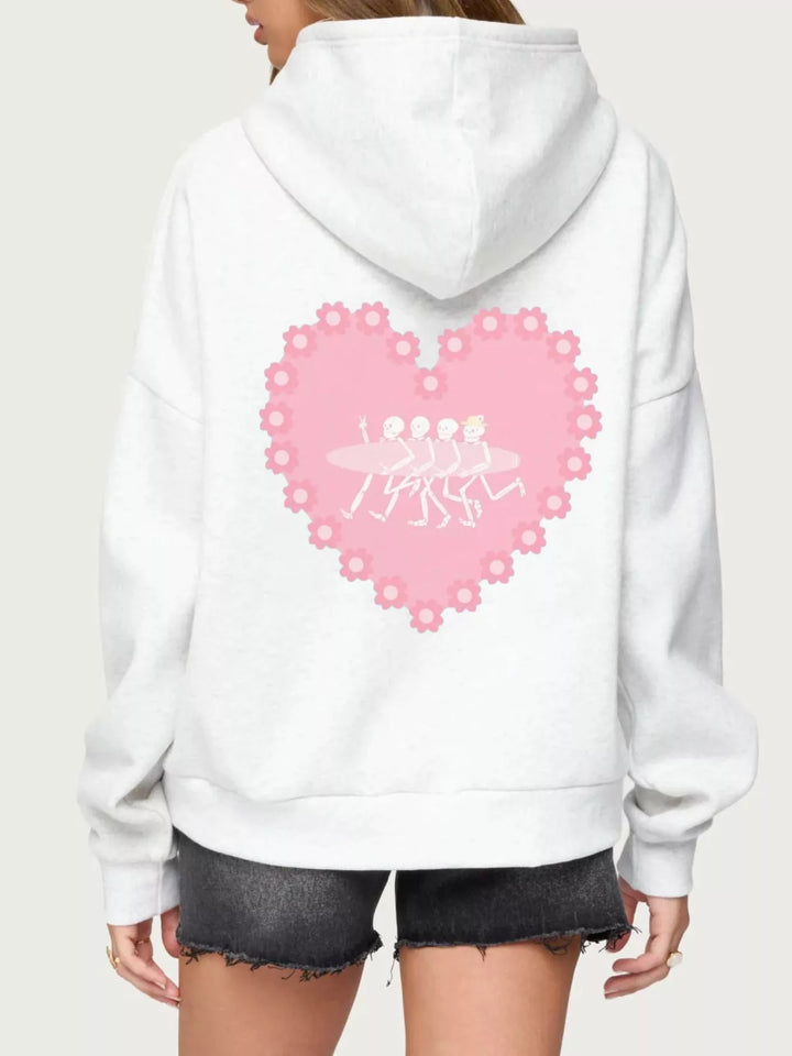 Drop Shoulder Graphic Hoodie with Kangaroo Pocket