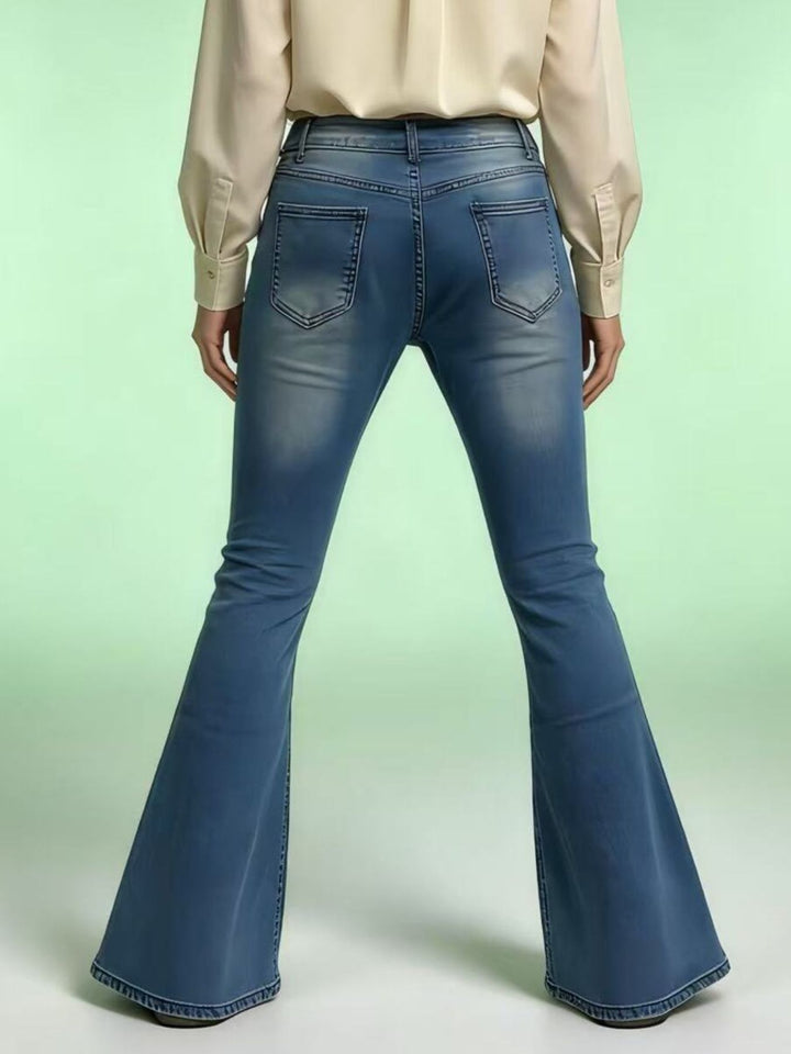 Full Size Vintage Wash High-Waisted Flare Jeans Plus Size