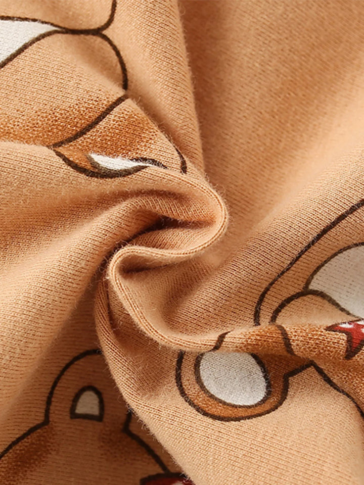 Children's Cute Bear Print Ruffle Hem Casual Dress