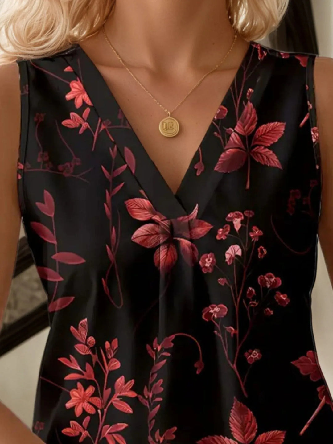 Printed V-Neck Tank