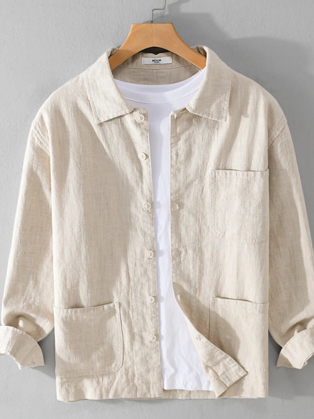 Men's Plus Size Button-Up Shirt with Chest Pocket