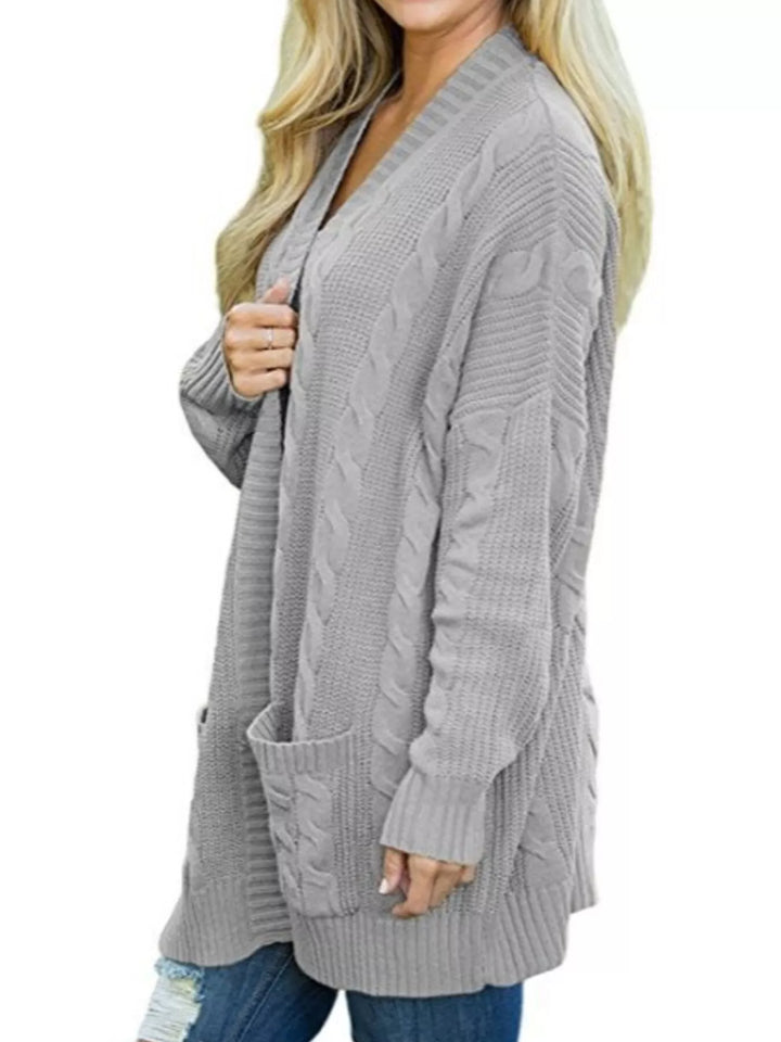 Full Size Chunky Knit Open Front Cardigan Plus Size