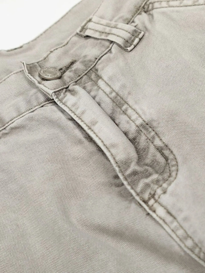 Men's Washed Wide Leg Cargo Jeans with Multiple Pockets