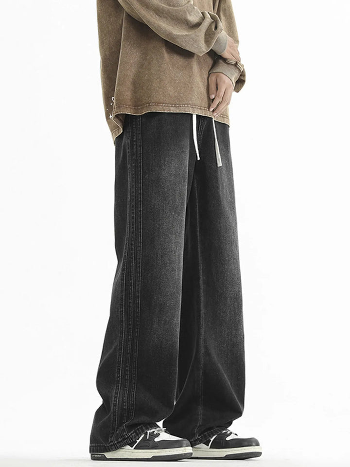 Men's Plus Size Washed Wide Leg Jeans
