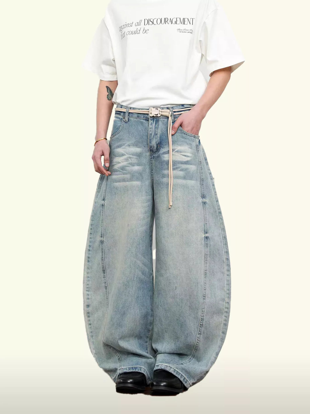 Men's Washed Wide Leg Jeans