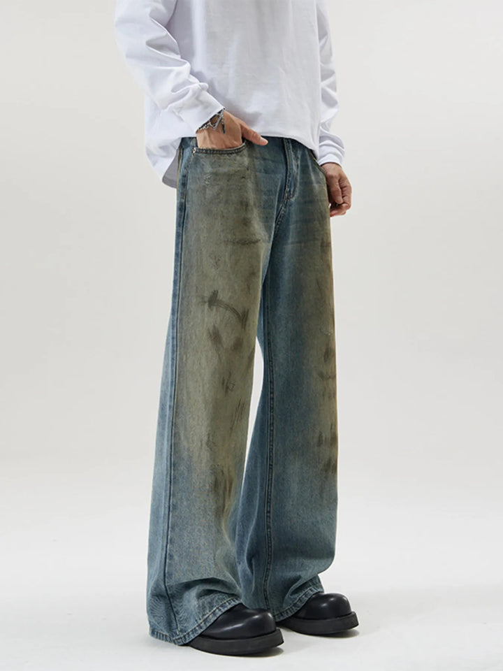 Men's Full Size Wide Leg Relaxed Fit Jeans Plus Size