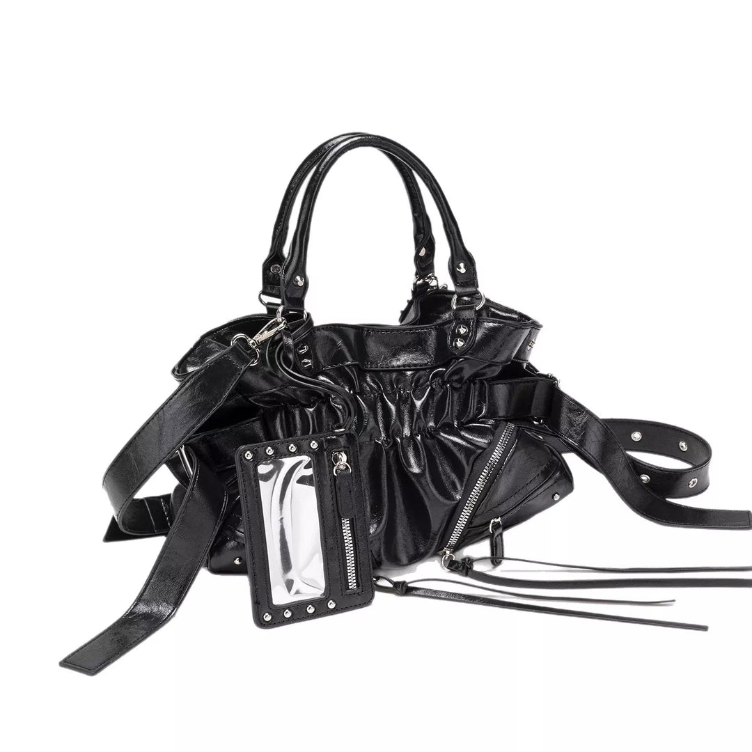 Ruched Leather Crossbody Bag