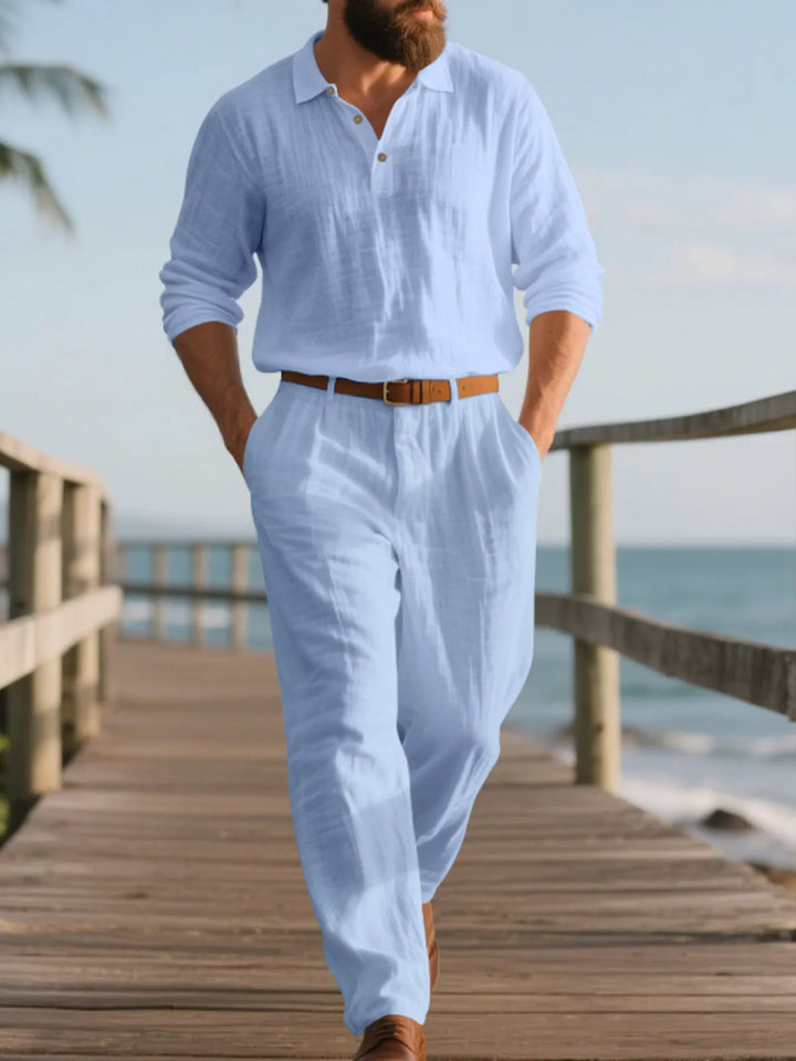 Men's Full Size Long Sleeve Top and Pants Set Plus Size