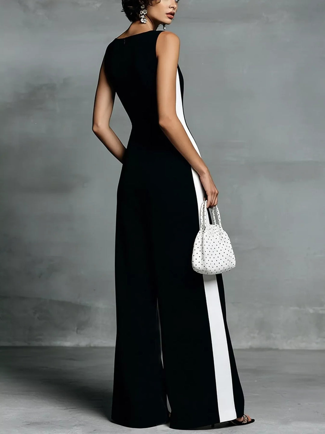 Deep V-Neck Wide-Leg Jumpsuit