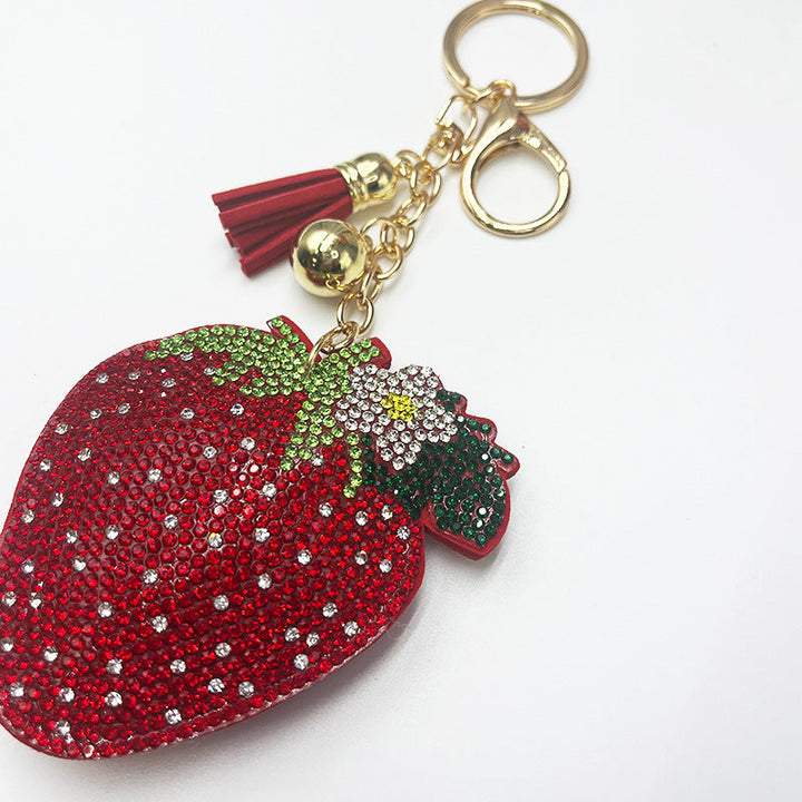 New Diamond-encrusted Strawberry Keychain