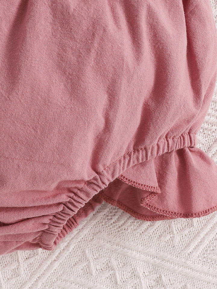 Children's Ruffle Trim Button Front Top and Shorts Set