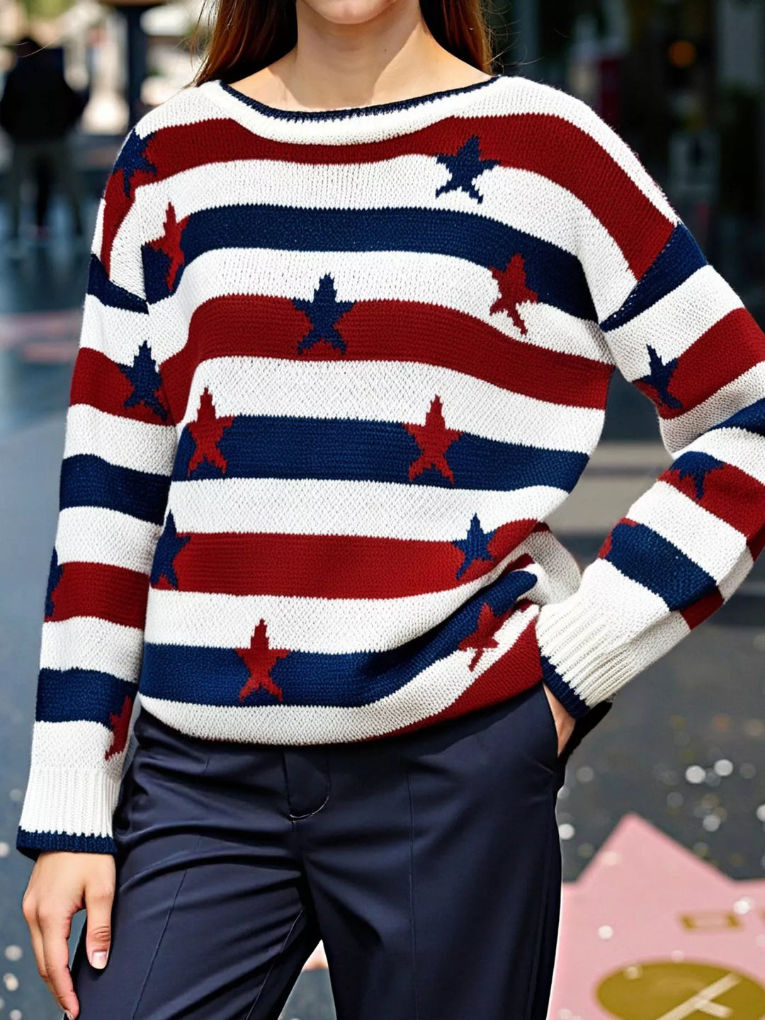 Stars and Stripes Long Sleeve Sweater