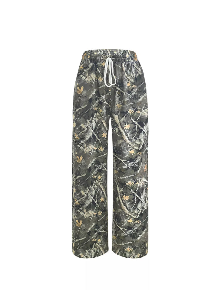 Relaxed Fit Camo Print Drawstring Waist Pants