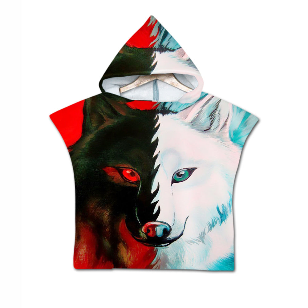 Embroidery 2-Day Delivery Embroidery Animal Digital Print Beach Towel Kids Children Hooded Bath Towel Microfiber