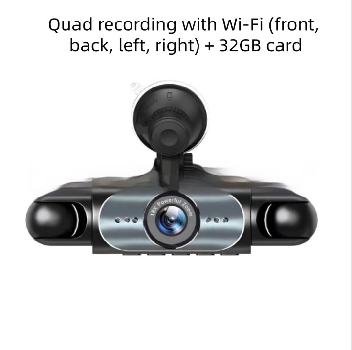 Four-lens Surveillance Dash Cam HD With Rearview Camera