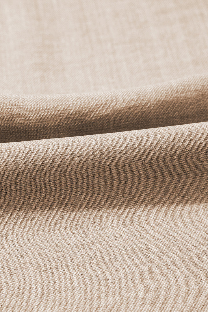 Robe courte sans manches gris fumé à dos échancré et ourlet à volants