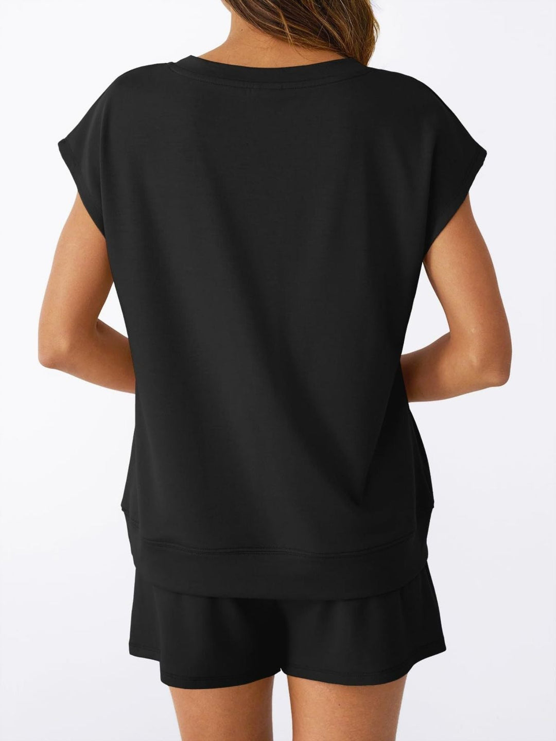 Casual V-Neck T-Shirt and Shorts Set