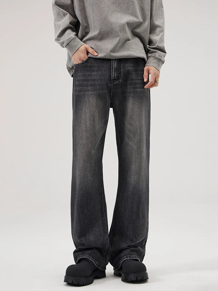 Men's Full Size Vintage Wash Wide Leg Jeans Plus Size