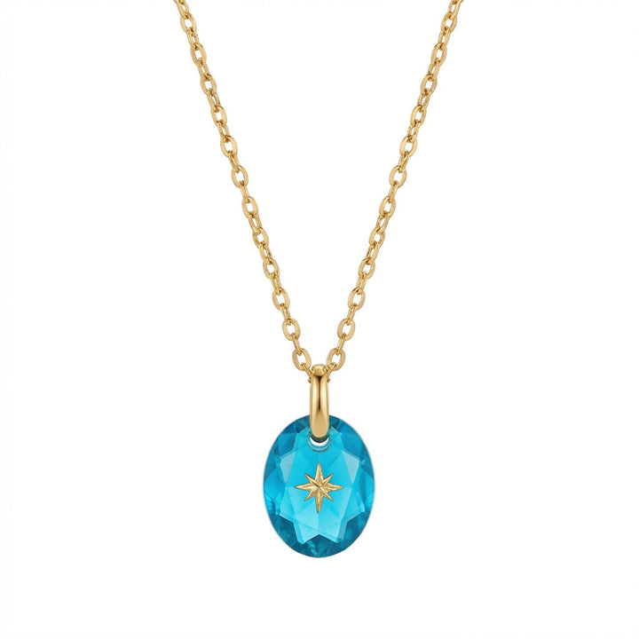 Vintage-style Natural Stone Twelve Zodiac Birthstone Star Pendant Titanium Steel Necklace