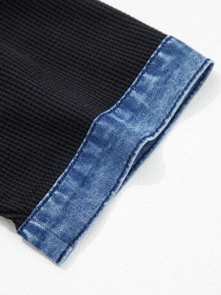 Denim Trim Button Detail Top