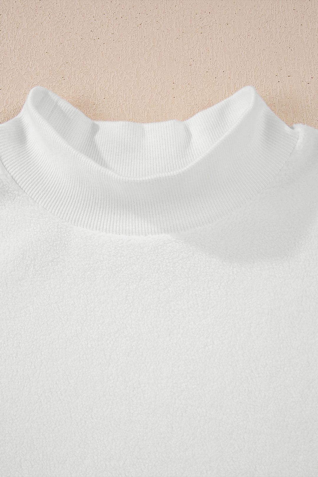 White Oversize Drop Shoulder Reversible Mock Neck Sweatshirt