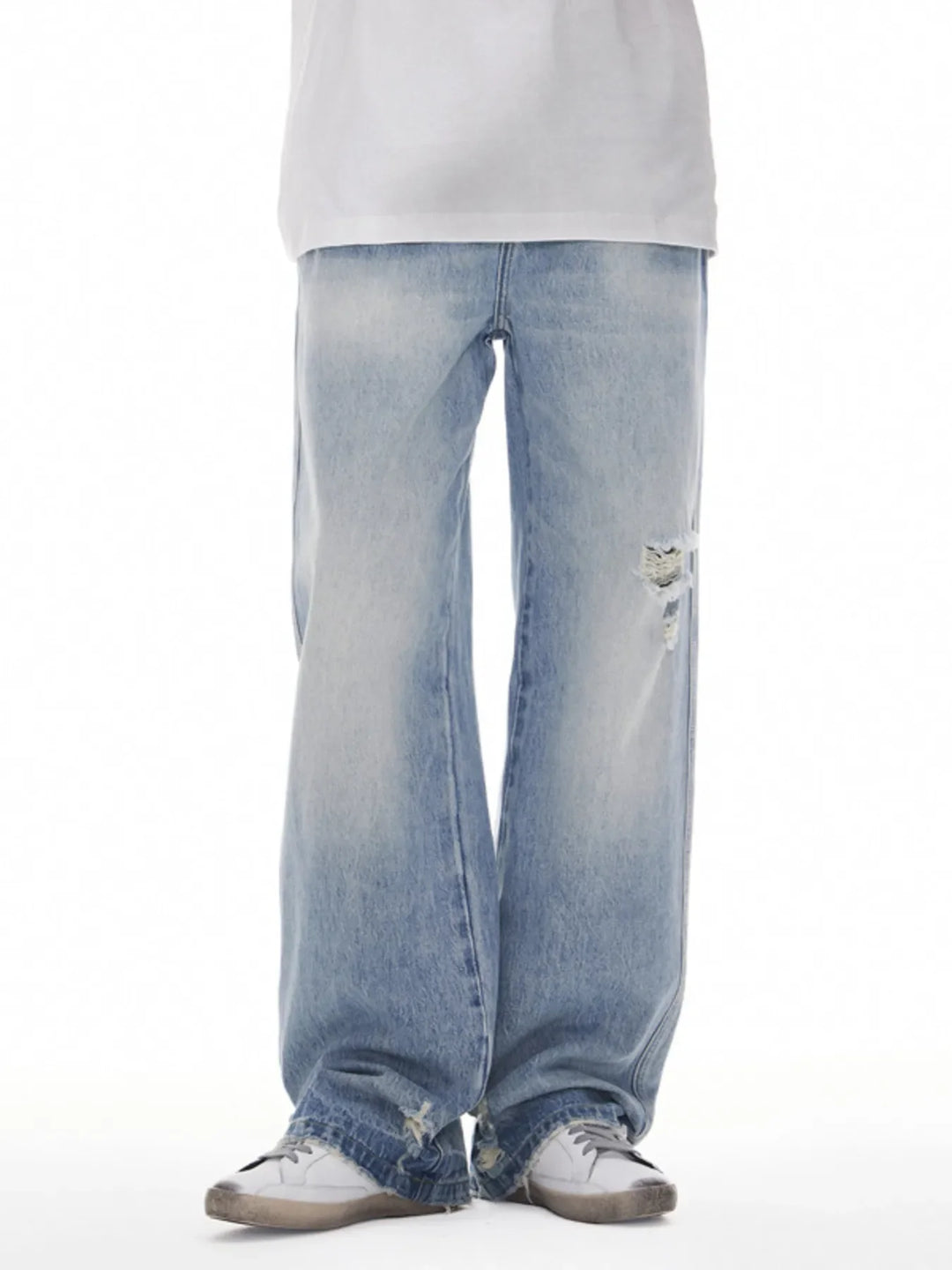 Men's Distressed Wide Leg Jeans