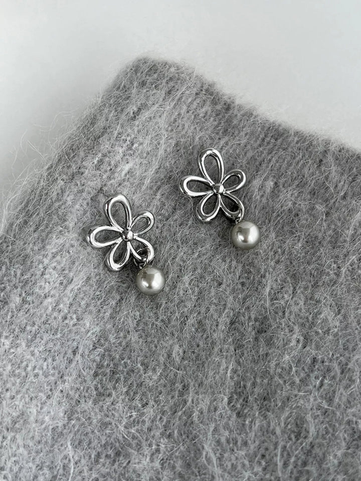 Flower Pearl Drop Earrings