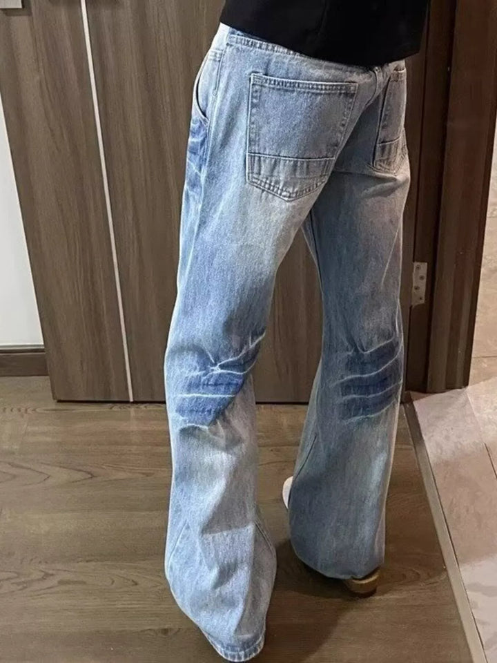 Men's Full Size Vintage Wash Wide Leg Jeans Plus Size