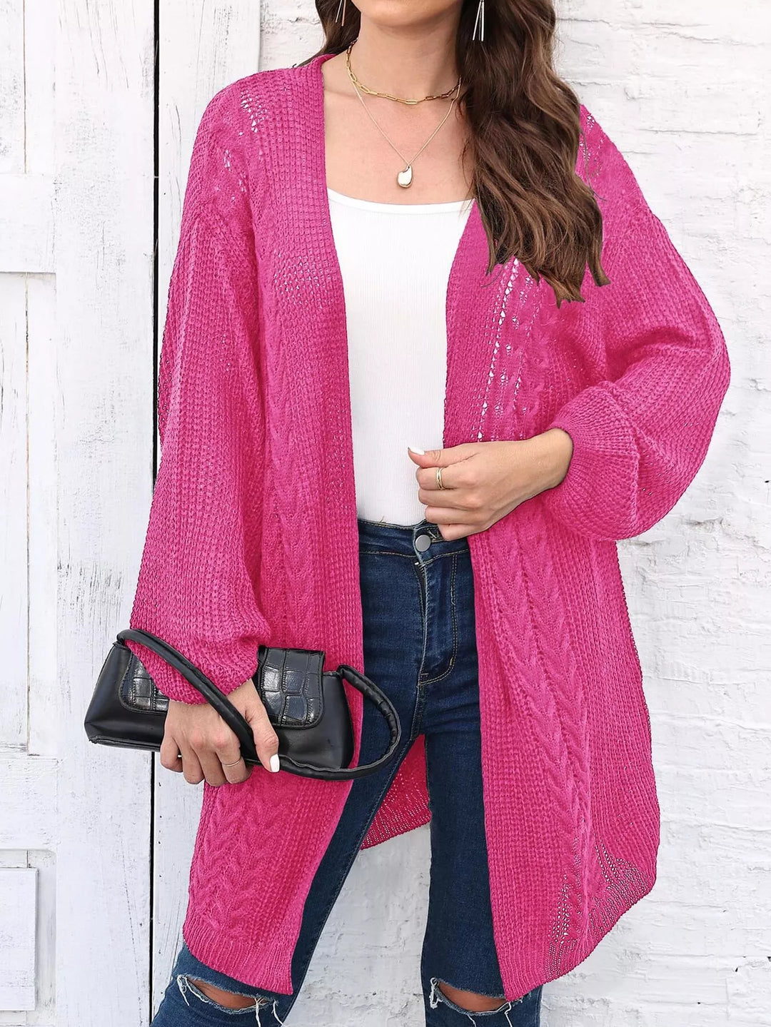 Open Front Long Sleeve Cardigan