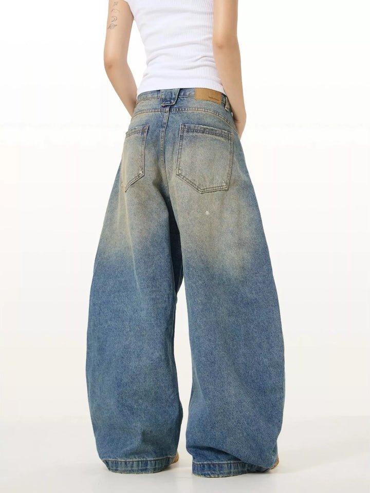 Men's Full Size Washed Wide Leg Jeans Plus Size