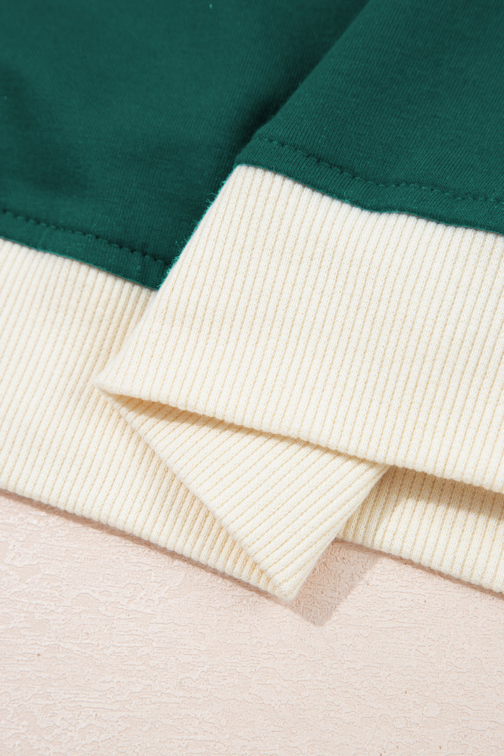 Evergreen Colorblock Edge Drop Shoulder T Shirt and Skirt 2Pcs Set