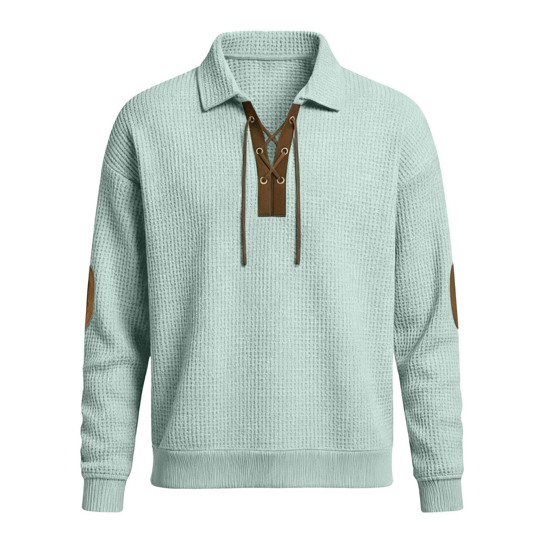 Mens Fashion Solid-Color Long-Sleeve Loose-Fit Sweatshirt
