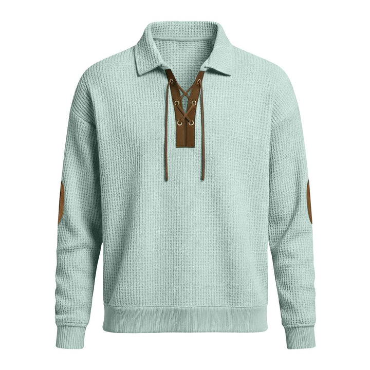 Mens Fashion Solid-Color Long-Sleeve Loose-Fit Sweatshirt