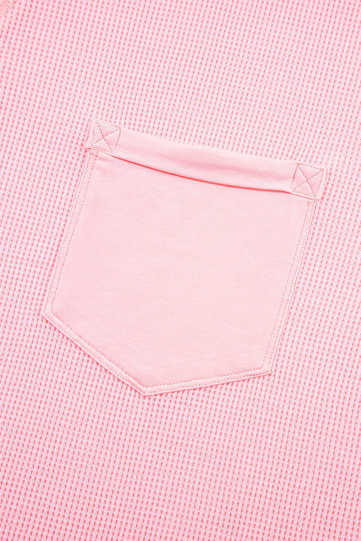 Pink Plus Size Ribbed Exposed Seam Tee and Shorts Set