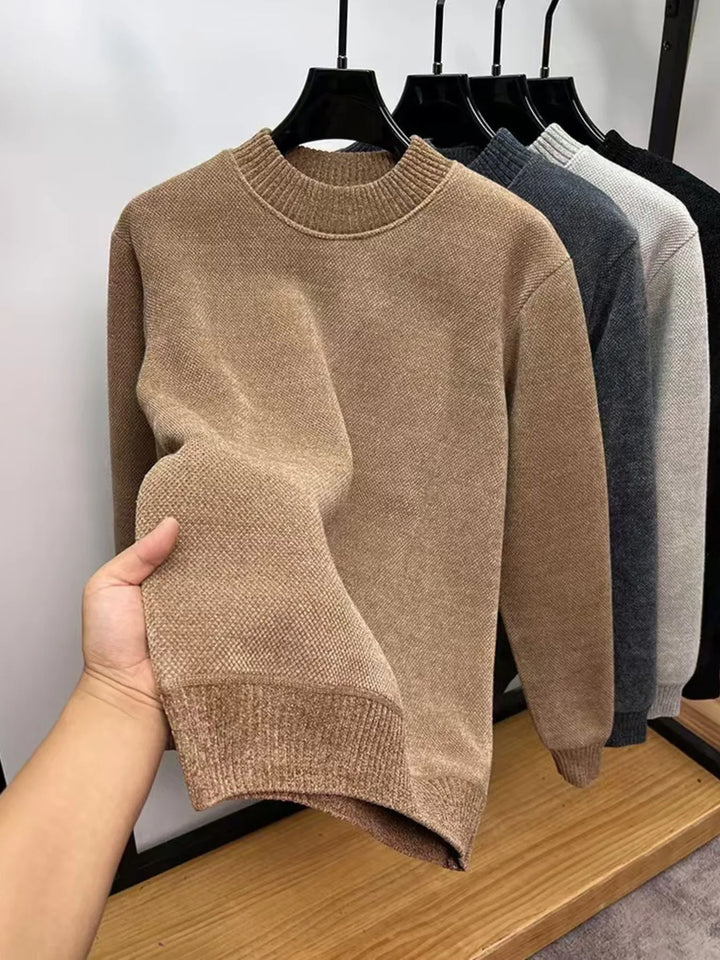 Men's Plus Size Ribbed Hem Long Sleeve Sweater
