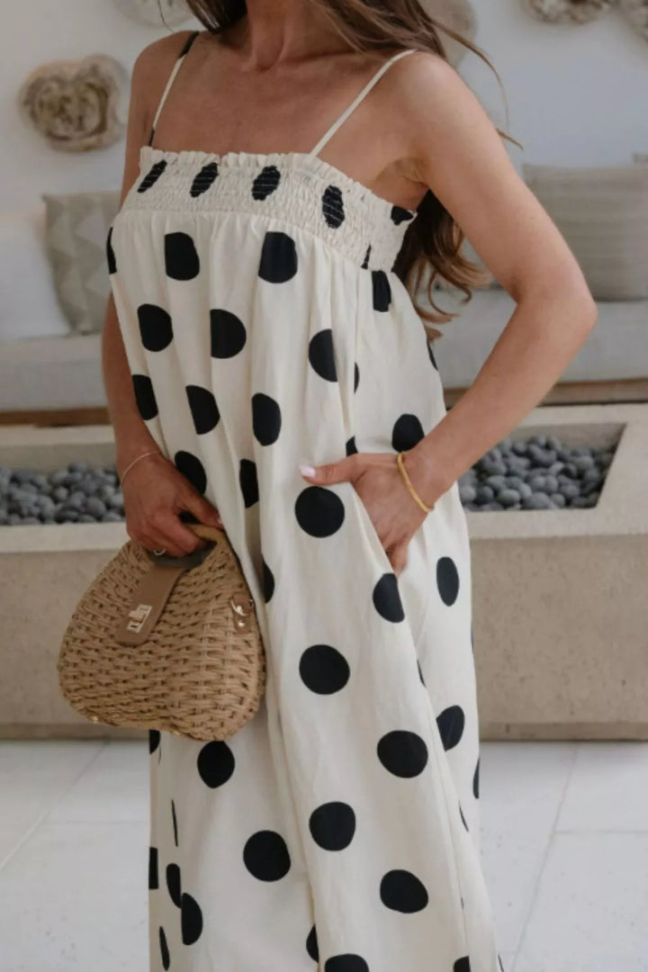 Polka Dot Spaghetti Straps Maxi Dress